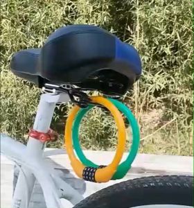 Gembok sepeda kombinasi password 4 digit 4D 40cm hitam putih