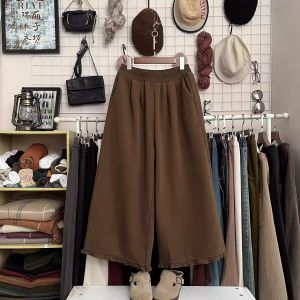 กางเกงขายาวทรงหลวมสไตล์ญี่ปุ่นย้อนยุคไซส์ใหญ่ 300 ปอนด์ สำหรับผู้ชายและผู้หญิง กางเกงขายาวทรงหลวมลายสก็อตสำหรับฤดูร้อน