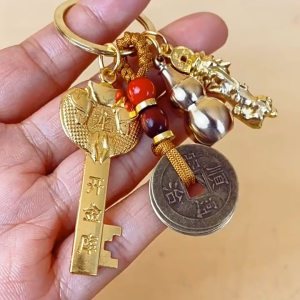 Vintage Lucky Gourd Keychain Pixiu 12 zodiac Good Luck Charm Keychain Wealth-Attracting Key Holder For Car Bag Wealt