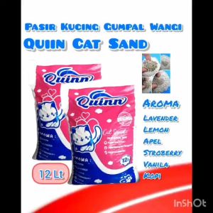Paket Hemat 12 Liter Pasir Kucing Gumpal Wangi QUINN CAT SAND - Free Kalung Lucu - THE BEST CAT LITTER