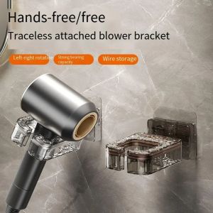 Rak Hairdrayer Transparan Slot Holder Hook Gantungan Penyimpanan Hair Dryer Tempel Dinding