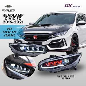 Honda Civic FC 2016-2021 RGB Diamond Design Phone App Control Full Set Headlamp
