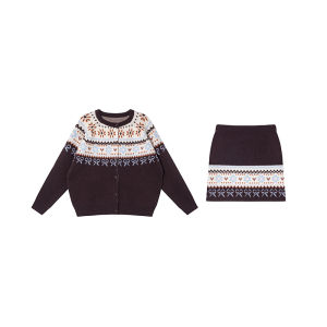NIHAOKANONG | Bộ Đồ Knit Họa Tiết Hoa Phong Cách Bắc Âu