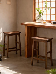 ZHUTING | Bar Stool Kitchen High Chair Bamboo Saddle Seat