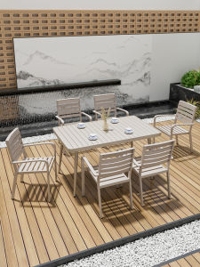 Outdoor Desk-Chair Combination Aluminum Alloy Outdoor Courtyard Casual House Garden Outdoor Dining Table Terrace Outdoor Tea Table and Chair