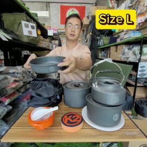 หม้อสนาม K2 Cooker Set ชุดหม้อแคมป์ปิ้ง ชุดหม้อสนาม อลูมิเนียม ร้อนเร็ว น้ำหนักเบา จัดเก็บเล็ก พกพาสะดวก