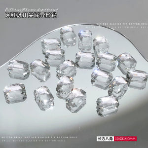 Pha Lê Trang Trí Móng Tay Ice Transparent Glittering Sugar Cube Diamond Pha Lê Hình Trái Tim Lệch Lớn Mới Cho Phụ Nữ