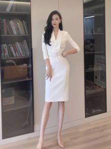 Elegant Noble Precise White Suit Dress 2025 New High-End Small Fragrance Style Autumn Fashion Womens Clothing