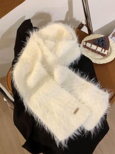 Soft Plush Knitted Small Scarf Womens Winter Warm Neck Protection Thin Scarf Lightweight Portable Cute Solid Color Fashion Accessory