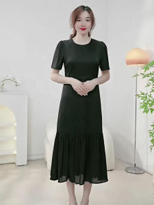 Summer Long Dress Womens round Neck Short Sleeve Extended Size Casual Fashionable Maxi Dress Comfortable Fit for All Body Types