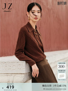 Snowy Gold Velvet Knitted Sweater Womens Full Wool Turn-down Collar New Chinese Style Winter Fashion Commute Straight Tube