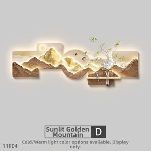 RUIBAHAO | Cream Wood Style Mountaintop Sunrise Decorative Painting