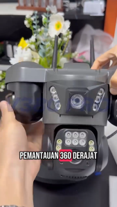 Kamera CCTV V380 Pro 3 Lens 10X Zoom Outdoor IP65 Waterproof Dorongan Informasi Alarm Cerdas cctv wifi sambung ke hp