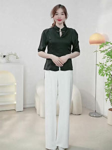 Womens Summer Shirt Five-Quarter Sleeve Stand Collar Breathable Commute Style Regular Fit Other Fabric Summer 2025