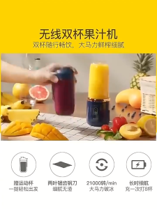 Portable Blender Bottle mini electric Juicer Blender for Shakes and Smoothies with 6 Blades Blender Cup with Lid and USB Rechargeable fruit Mixer