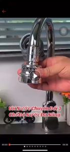 Đầu nối vòi rửa bát tăng áp có dây kéo dài thu gọn đầu nối vòi nước 3 chế độ