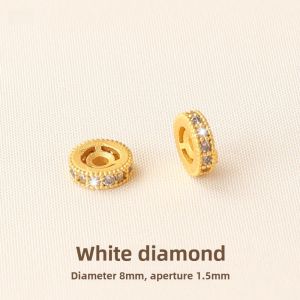 Copper Plated Sand Gold Beads Spacer DIY Bracelet Crystal Pearl Loose Beads Accessories Diamond Embedded Jewelry Parts