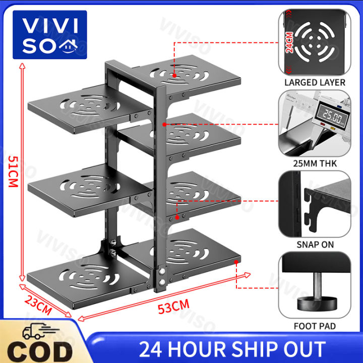Under Sink Adjustable Pots & Pans Rack Kitchen Countertop Organizer