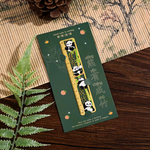 Chinese Style Brass Ruler Bookmark 10cm Cute Panda Creative Scale Cartoon Metal Straight Ruler Student Stationery Kawaii Gifts