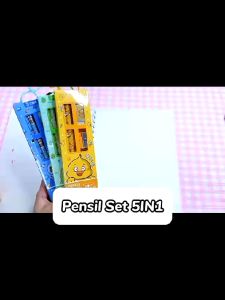 Pensil Set 5in1 Karakter Lucu / Paket Alat Tulis Pensil Penghapus Penggaris Rautan Gambar Kartun Imut / Mini Stationery Character 5 Pcs