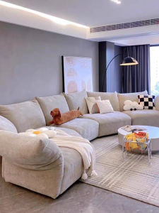 Italian Style Petal Sofa New Model Motu Snow Velvet Living Room Designer Creative Asymmetric Corner Sofa Sponge Filling