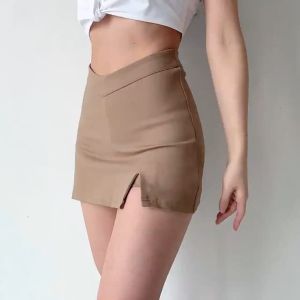Rok Belahan Tengah Pinggang Tinggi Berbentuk V Yang Populer dan Seksi Kulot Anti Terungkap Pelangsing Gaya Korea
