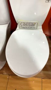 Nắp đậy bồn cầu rơi êm KAG-CS1325EM nắp xí bệt 2 khối Caesar nhựa dày trắng bóng đóng từ từ sử dụng siêu bền