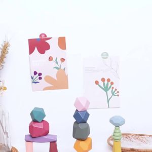 Wooden Sorting Stacking Rocks Stones Sensory Toddler Toys Learning Montessori Toys Building Blocks Game for Kids Birthday Gifts