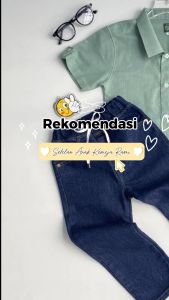 Setelan Anak Laki Laki Kemeja Katun Celana Jeans Panjang 4 5 6 7 8 9 10 11 12 Tahun