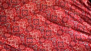 1 Mét Vải Thun Cotton 4 Chiều Hoạ Tiết Hoa Văn Đỏ Khổ 1m6 Hàng Công Ty