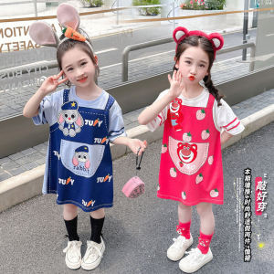 Zootopia Rabbit Judy Clothes Girl Internet Celebrity Fried Street Skirt Baby Girl Dress Fake Two-Piece T-shirt Skirt