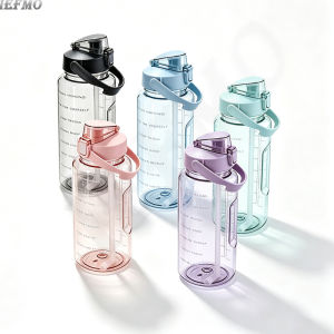 Half Gallon Water Bottle 2000ml Sports Drinking Cup with Straw&HandleLeakproof Shatterproof Durable for Gym Hiking Travel