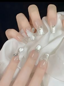 Manci Handmade Custom Wear Nail Finished Patch Three-Dimensional Butterfly Diamond Cat Eye Manicure Bride Nail Fake Nails