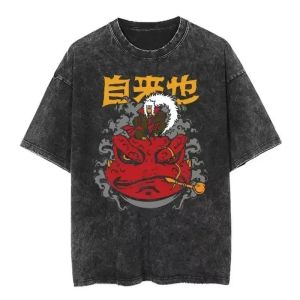 Bandai | Cotton Mens Vintage Japan Anime Print TShirt Streetwear Harajuku Summer Black Short Sleeve Shirt Cotton Tops Tees