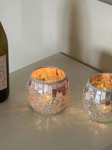 CHIGUASHAONV | Creative Mosaic Glass Candle Holder Decorative