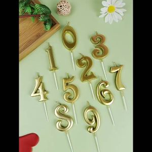 Gratis Semua - Birthday Candle Number / Lilin Ulang Tahun Bentuk Angka 0- 9 Warna Gold Rosegold Silver / Lilin Pesta Ulang Tahun