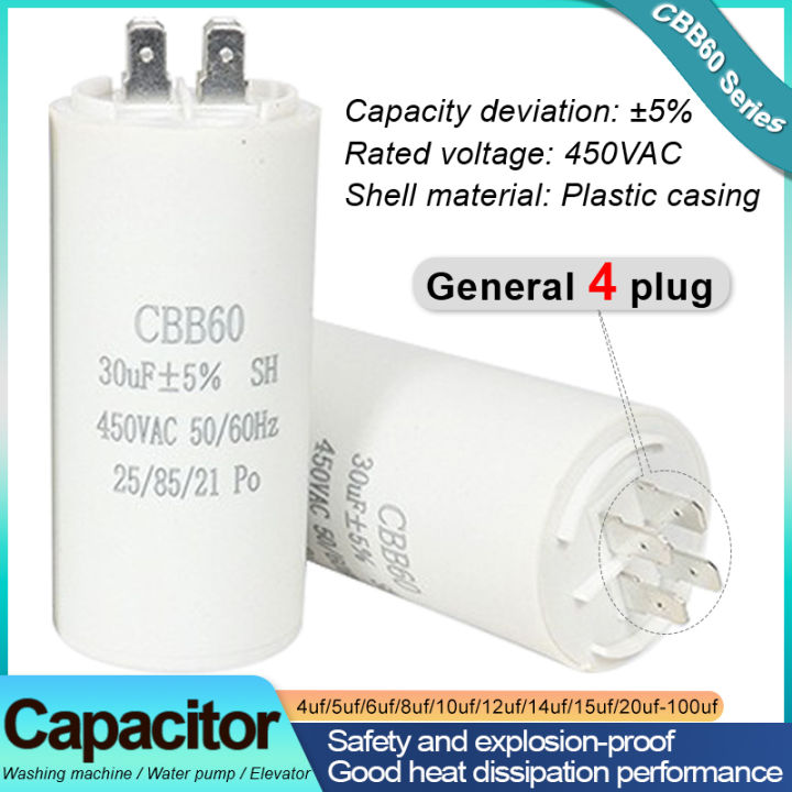 CBB60 4 Plug Starting Capacitor:4uf,5uf,6uf,8uf,10uf,12uf,14uf,15uf ...