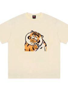 Extra Large Size 150.00kg Heavy Weight Pure Cotton Short Sleeve T-Shirt Mens Summer Goda Takeshi Cartoon Print Loose Versatile Half-Length Sleeve Top