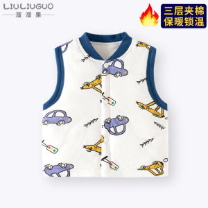 เสื้อกั๊กเด็กผ้าฝ้ายฤดูใบไม้ร่วงฤดูหนาวสำหรับเด็กผู้ชายและเด็กผู้หญิง สีแดง สำหรับการสวมใส่กลางแจ้งในฤดูใบไม้ร่วงและฤดูหนาว