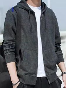 ROMON | Lormen Mens Pure Cotton Hoodie Zipper Sportswear Casual Spring Autumn New Style Comfortable Long Sleeve Fashion Urban Outfit