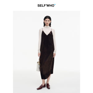 Acetate Blend V-Neck Velvet Asymmetric Pleat Dress