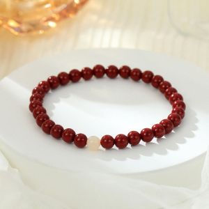 Pudao Mountain Zhu Sandu Bracelet Womens New Chinese Style Turquoise Red Birth Year round Bead Simple Ring Versatile Bracelet Accessories