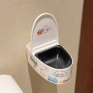 Sanrio | Hello Kitty Gạt Tàn Thuốc Treo Tường Hình Nhà Vệ Sinh Có Khe Lưu Trữ Hình Hoạt Hình Cho Phòng Tắm Phòng Khách Chống Tro Dễ Thương Có Nắp Đậy