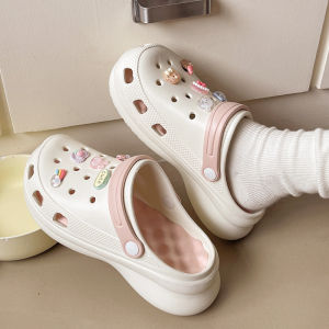 Womens Thick Bottom Sandals Summer Outdoor Slip-Resistant Head Cover Beach Heightening Cool Shoes Sweet Style EVA Material