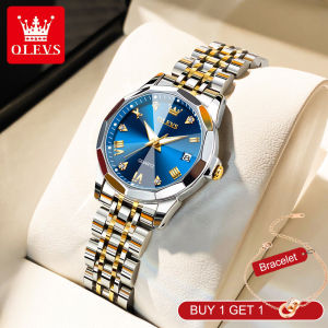 OLEVS watch for women sale original 2024 new fashion waterproof dual calendar luminous display diamond dial Stainless Steel elegant women watch