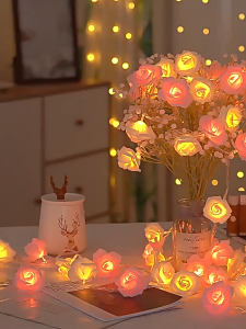 3M/6M Romantic Rose Flower String Lights with Battery Operated for Wedding Party Bedrooms Gardens and Birthday Decorations