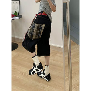 QIANCHANGNAAI | Retro Style Big Size Denim Pants High Waist Slim Fit 3/4 Length Shorts