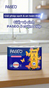 Combo 2 Lốc Giấy Vệ Sinh Paseo Cao Cấp Siêu Mềm Mịn 6 Cuộn 3 Lớp - Tan Nhanh - Không Gây Tắc Nghẽn