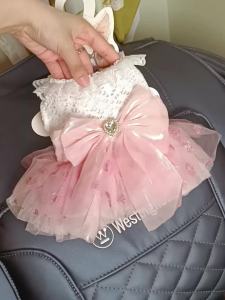 1PC Pet Clothing Spring and Autumn Pink Heart Puff Skirt Wedding Dress Princess Dress Suitable for Small and Medium sized Dogs