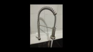 Valencia SUS304 Stainless Steel Pillar mount Kitchen Sink Tap sink Faucet cold water Pull Out Sprayer Single Handle Spring Satin Finish kepala paip air sinki